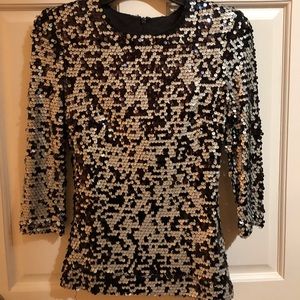 French Connection black & white sequin top